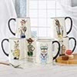 Hipster Animal Coffee Mugs 6 Mugs 17.5 oz.